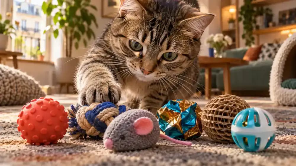 Owner replacing a small puppy ball with a larger dog-appropriate ball