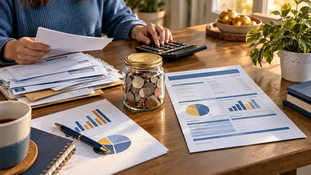 Household budget balancing student loans with essential bills