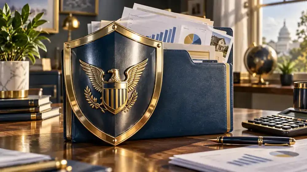 Protective shield positioned beside organized financial documents