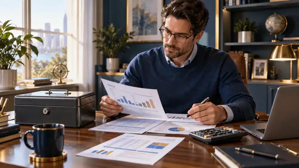 Bank employee assisting with a large financial transfer