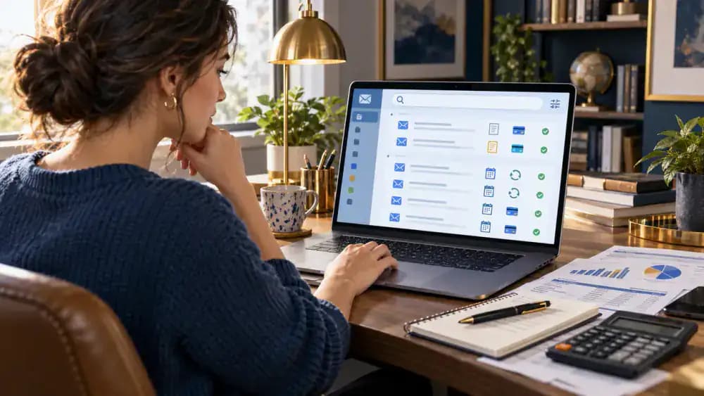 Email inbox being searched for subscription receipts and renewals