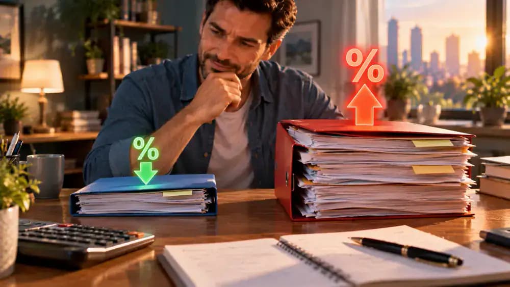 Two debts shown side by side with different balances and rates