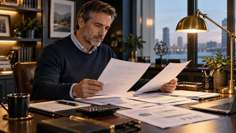 Customer carefully reading the complete terms of a retail credit card agreement