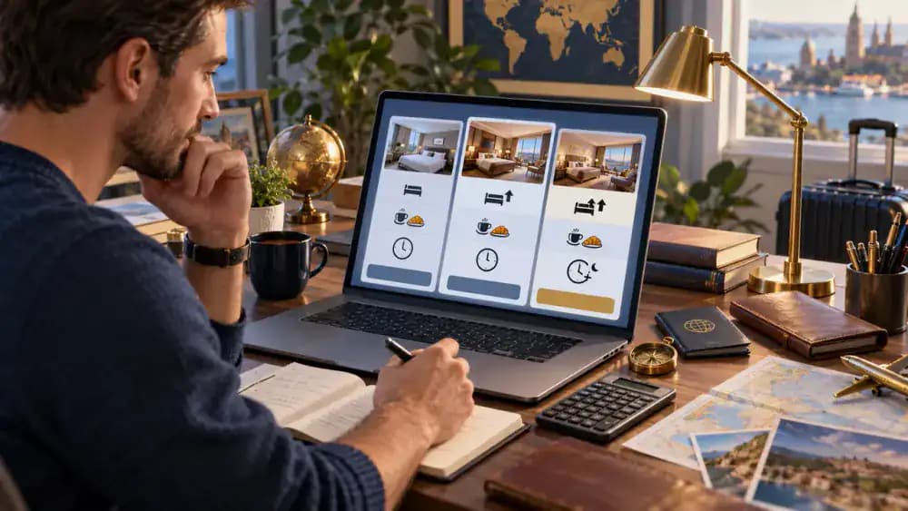 Hotel traveler checking elite status benefits
