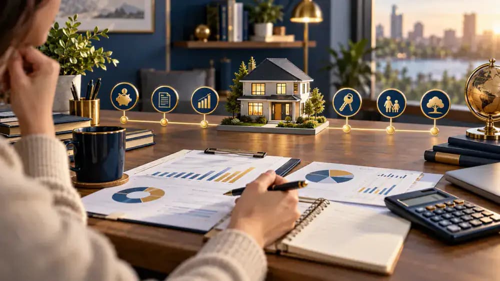 House with timeline showing ownership stages
