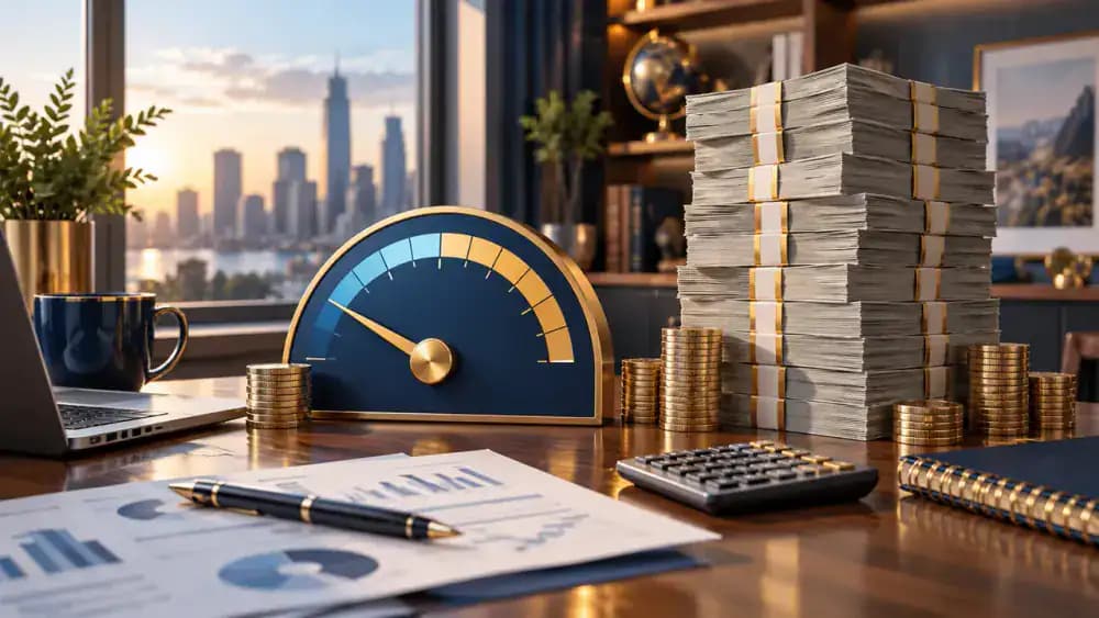 Credit limit gauge compared with a larger debt balance