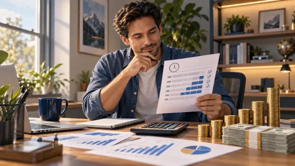 Hourly worker reviewing overtime earnings and taxes