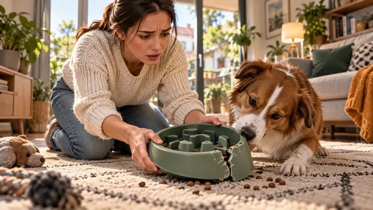 Wet dog food spread thinly across a textured silicone lick mat