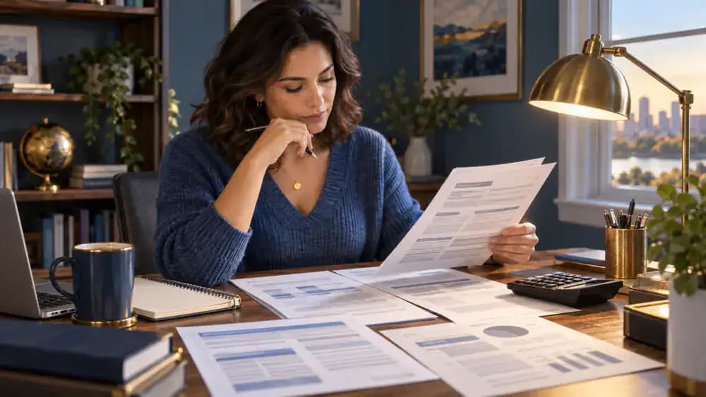 Consumer carefully reading credit disclosures
