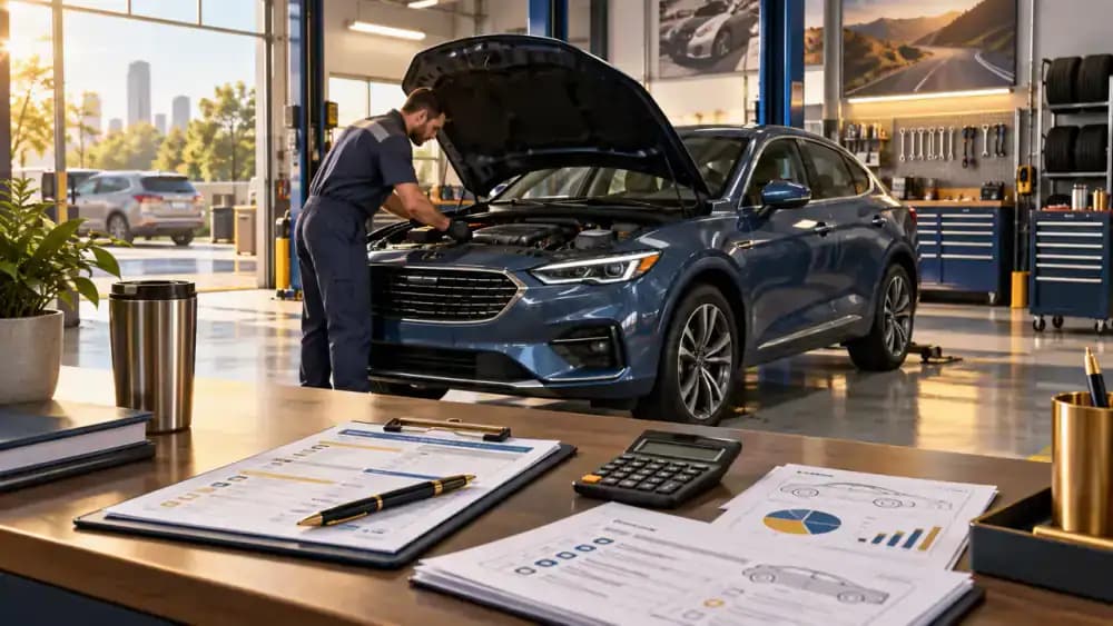 Well-maintained car receiving routine service