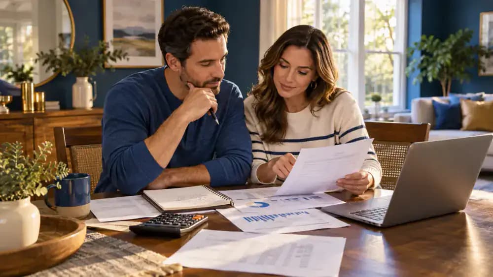 Family discussing an emergency savings plan at home