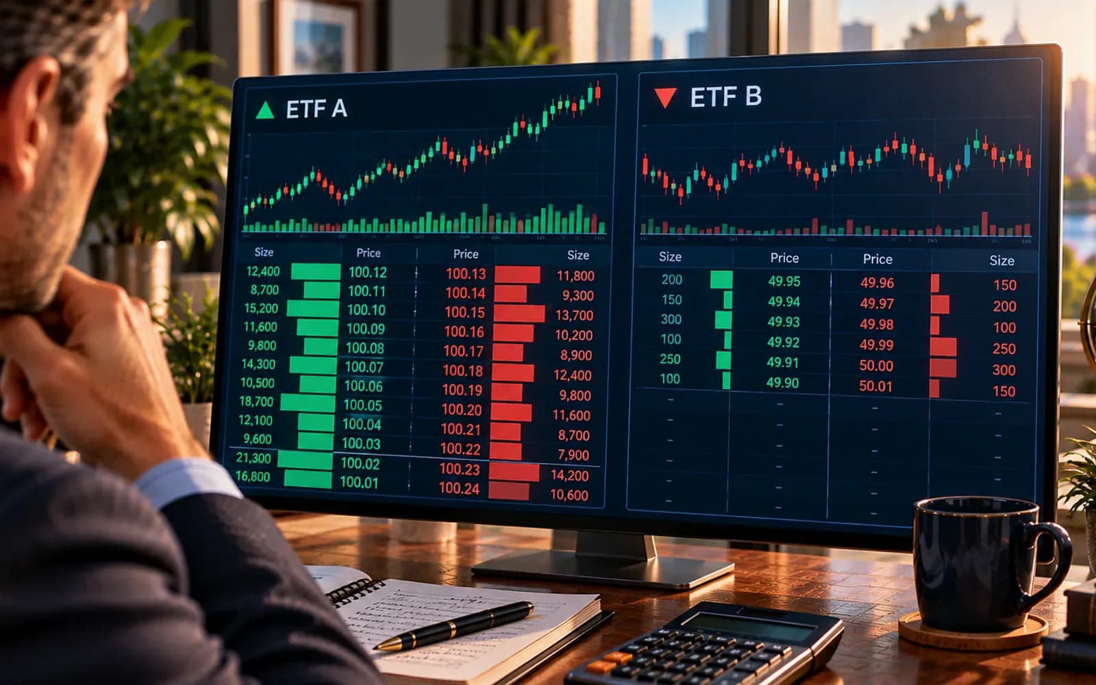 ETF liquidity represented by active and thin trading markets
