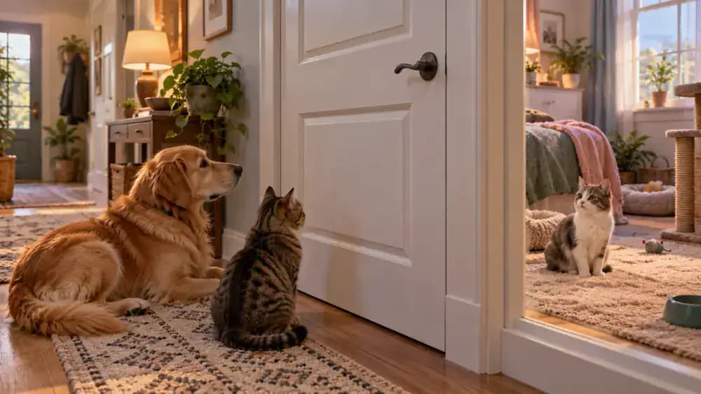 Owner tracking cat food water and litter box use in a notebook