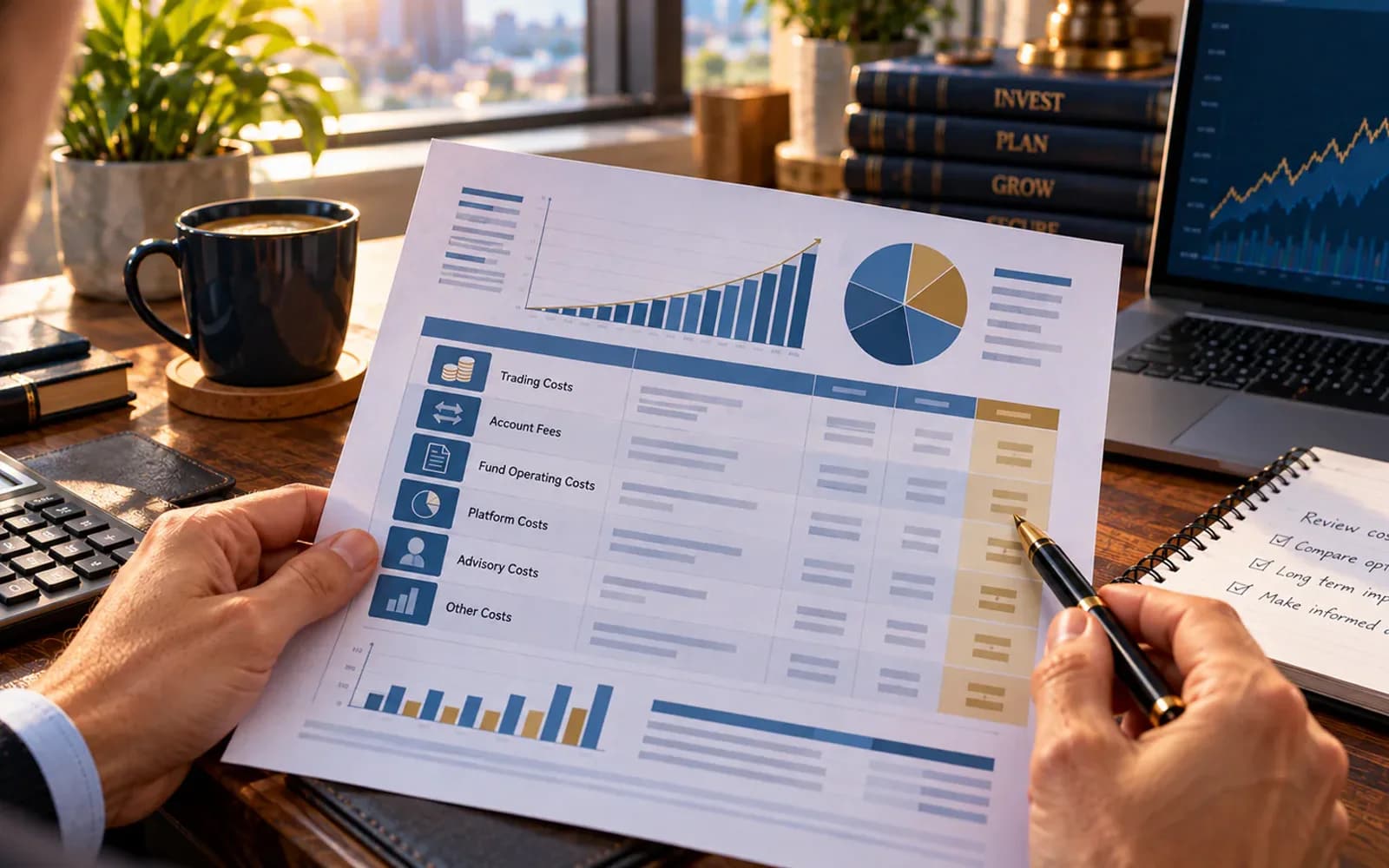 Investment transaction statement with several separate cost categories