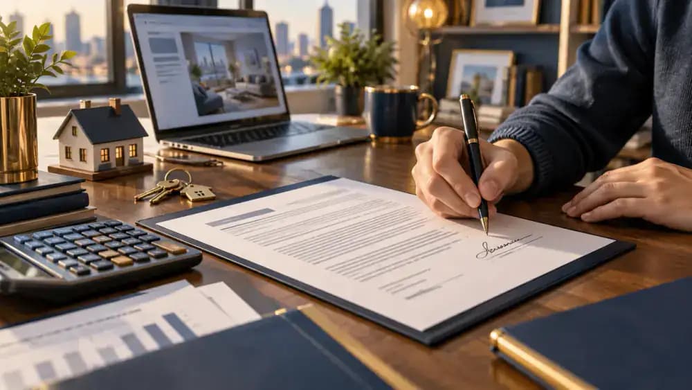 Signed rental agreement representing lease based housing