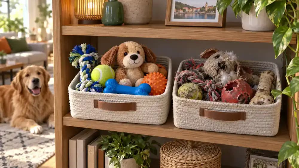 Multiple dogs and cats enjoying different preferred toy activities