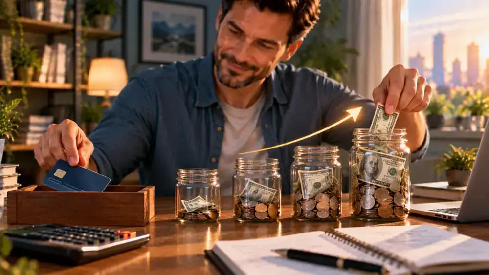 Credit card placed aside while cash reserve grows