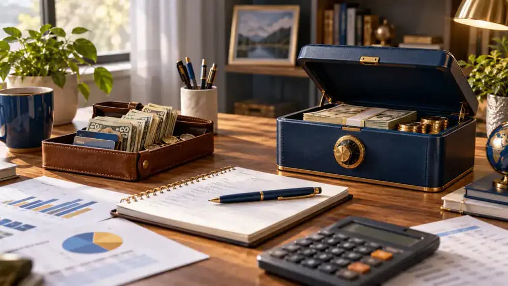 Household money divided between daily spending and emergency savings