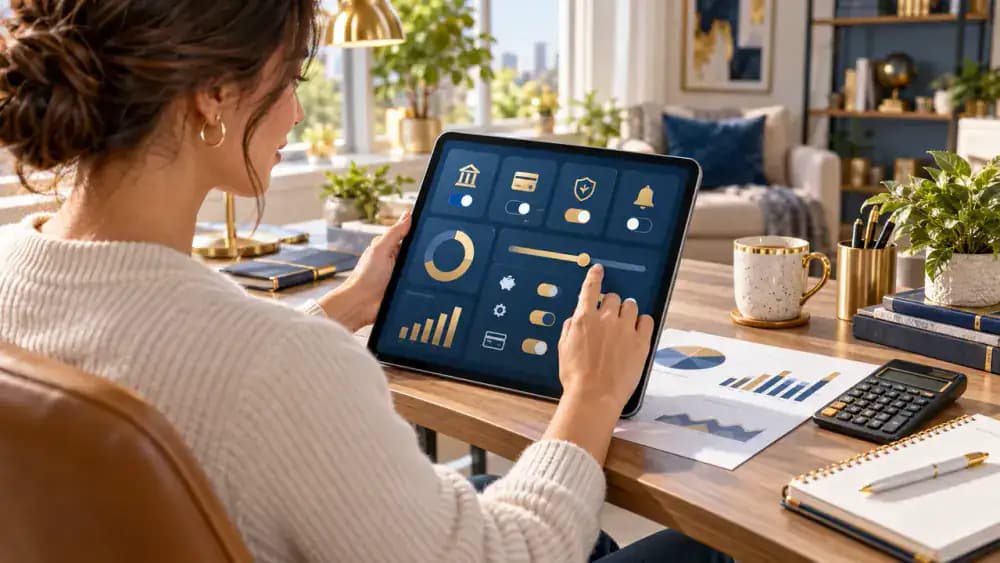 Consumer reviewing overdraft coverage preferences on a digital banking settings screen.