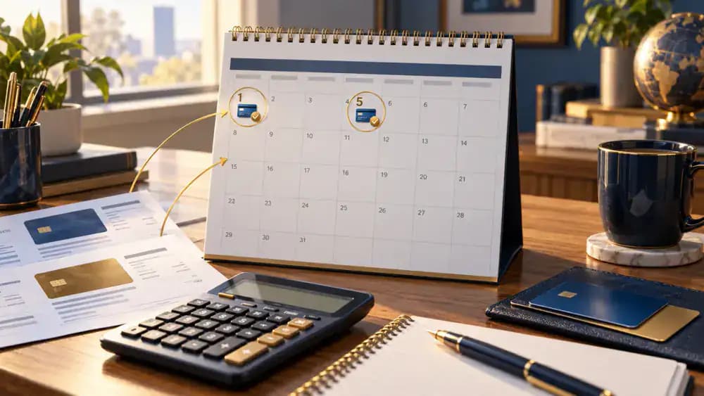 Two early credit card payments placed on a monthly calendar