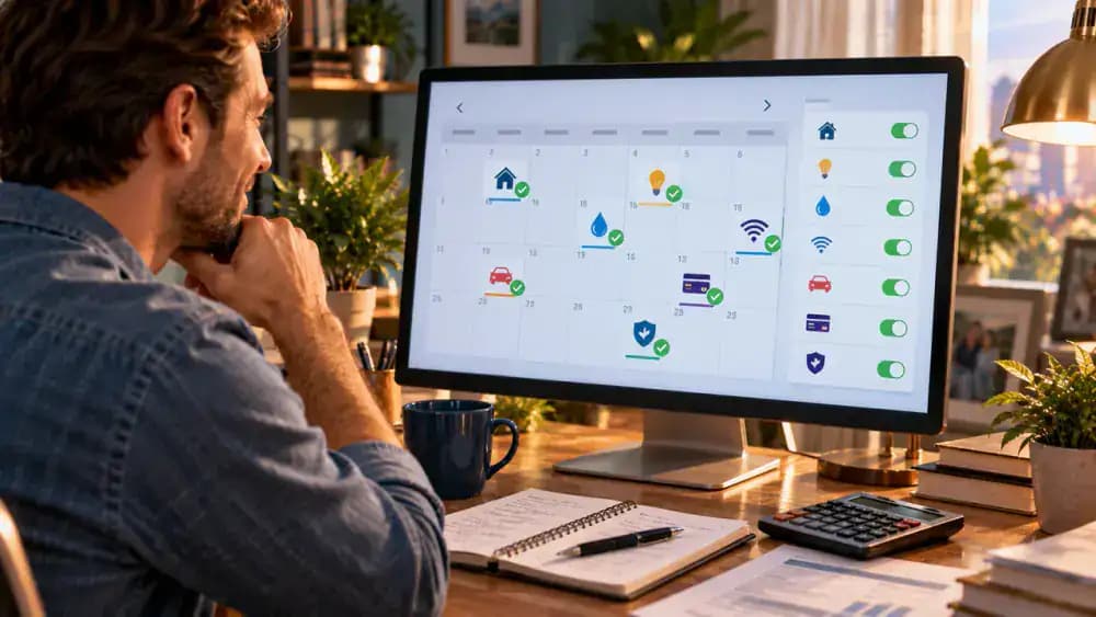 Automatic payment calendar with several accounts marked complete