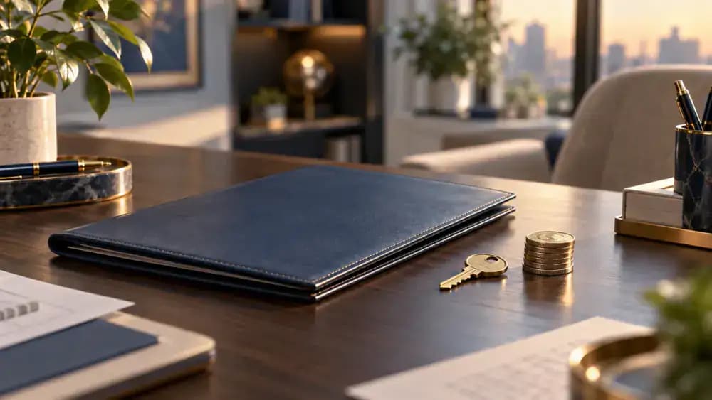 Closed insurance folder beside returned keys representing the end of a contract.
