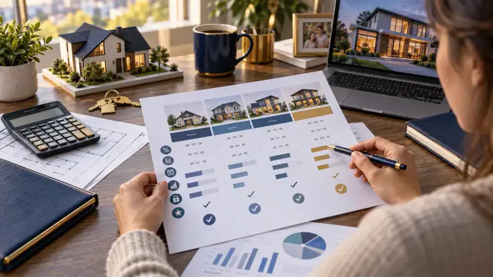Mortgage comparison table with different options