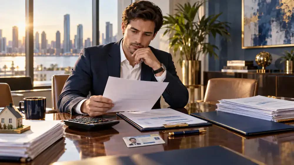 Homebuyer signing mortgage documents with a closing professional