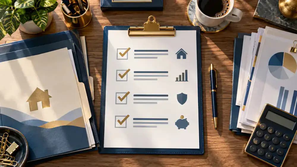 Consumer reviewing a financial dashboard with a protective shield