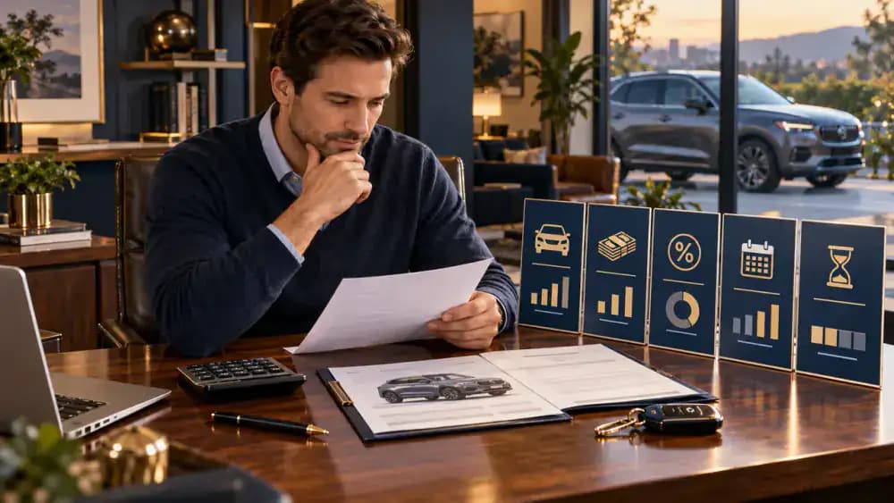 Buyer performing a pre-purchase auto finance check