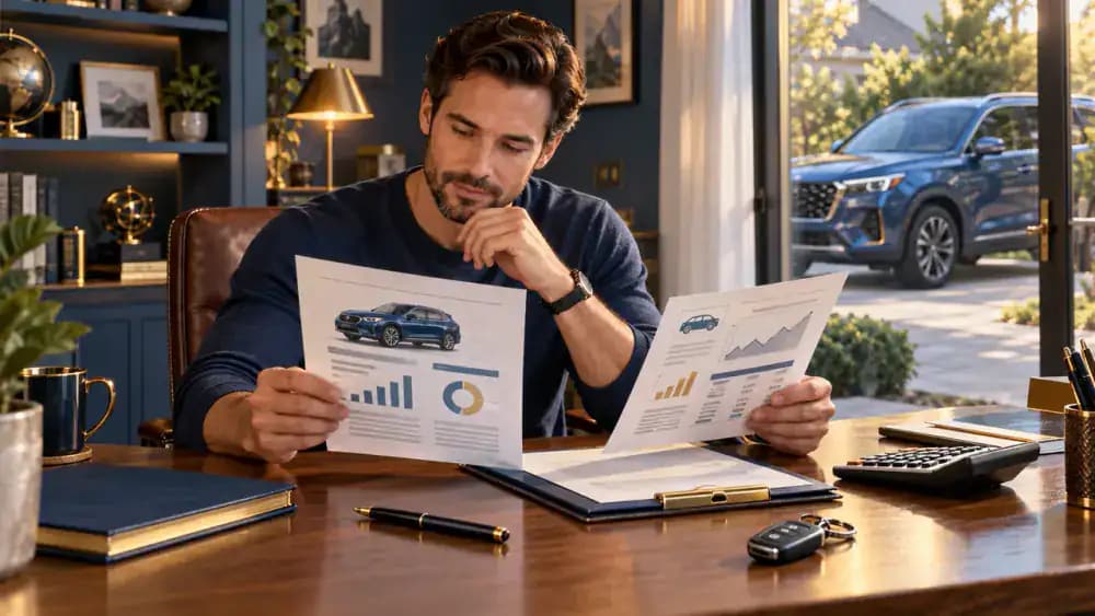 Vehicle owner periodically reviewing loan balance and car value