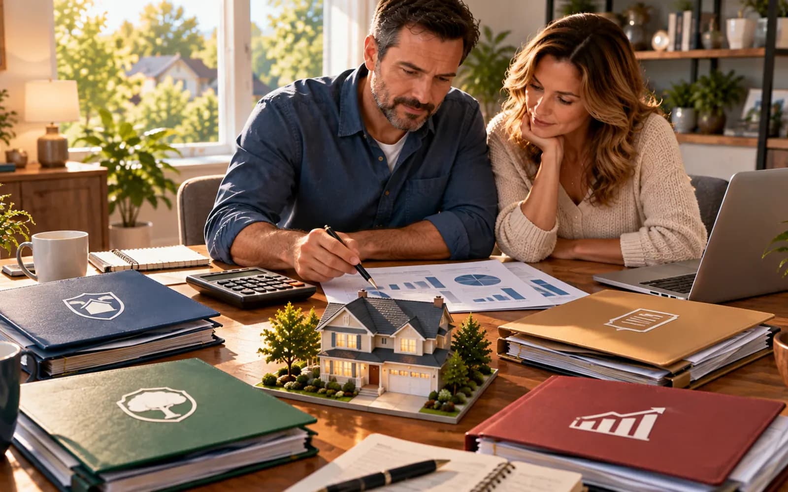Organized annual home finance review at a desk