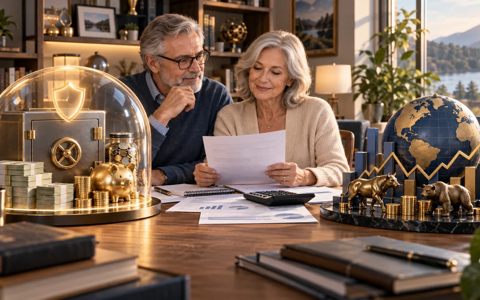 Retirement savings split between bank deposits and investment assets