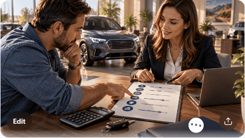 Car buyer examining more than the monthly payment during negotiation