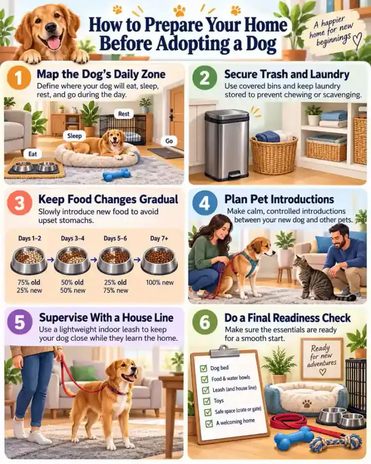 Pet care infographic for How to Prepare Your Home Before Adopting a Dog