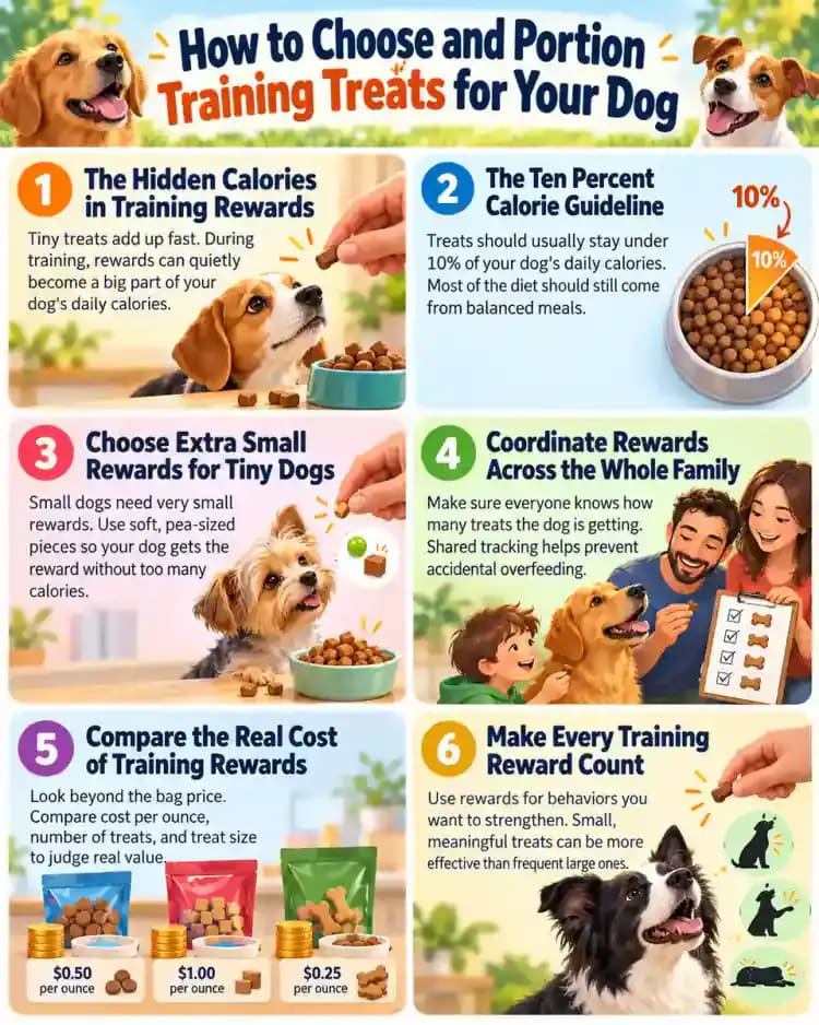 Pet care infographic for How to Choose and Portion Training Treats for Your Dog