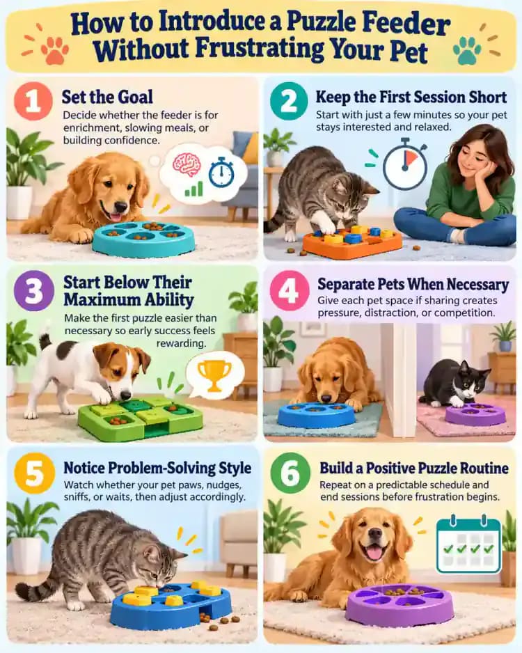 Pet care infographic for How to Introduce a Puzzle Feeder Without Frustrating Your Pet