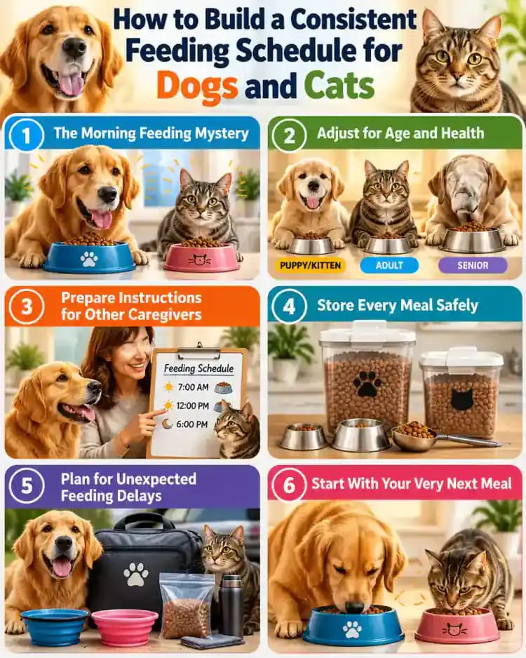 Pet care infographic for How to Build a Consistent Feeding Schedule for Dogs and Cats