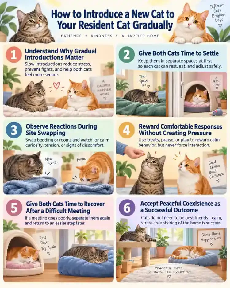 Pet care infographic for How to Introduce a New Cat to Your Resident Cat Gradually