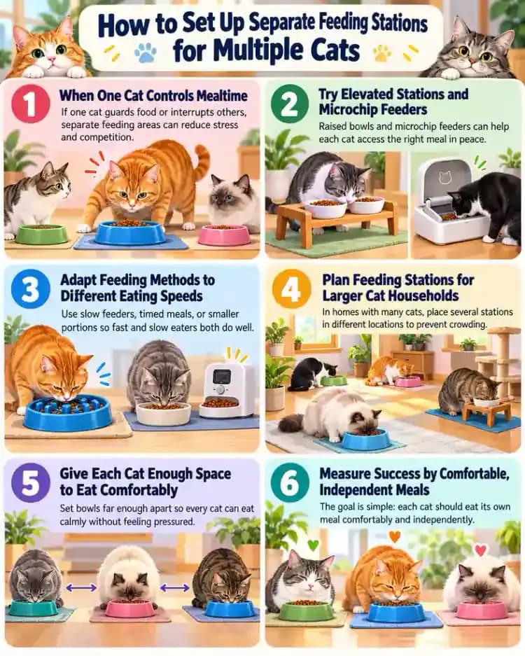 Pet care infographic for How to Set Up Separate Feeding Stations for Multiple Cats
