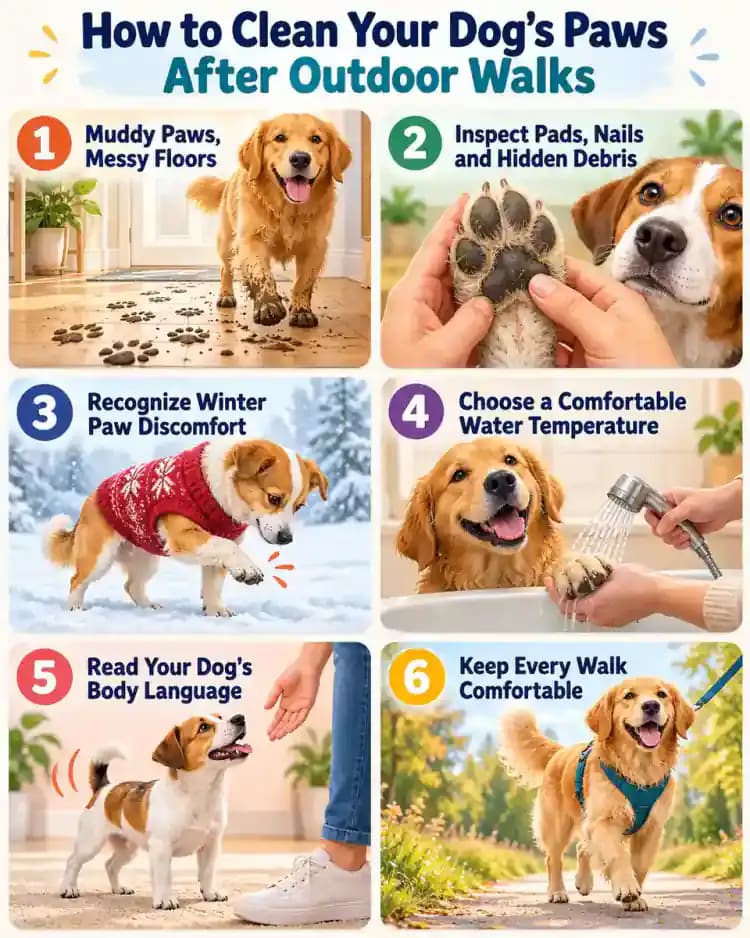 Pet care infographic for How to Clean Your Dog's Paws After Outdoor Walks