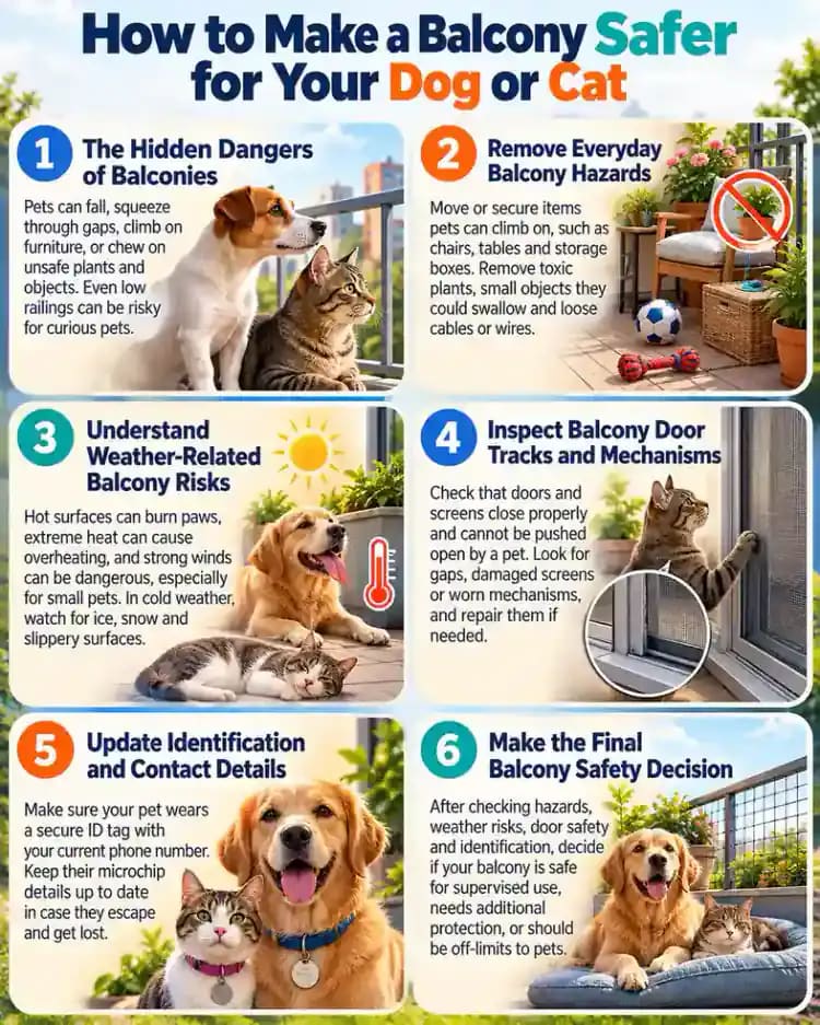 Pet care infographic for How to Make a Balcony Safer for Your Dog or Cat