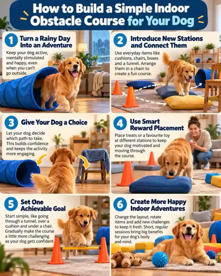 Pet care infographic for How to Build a Simple Indoor Obstacle Course for Your Dog