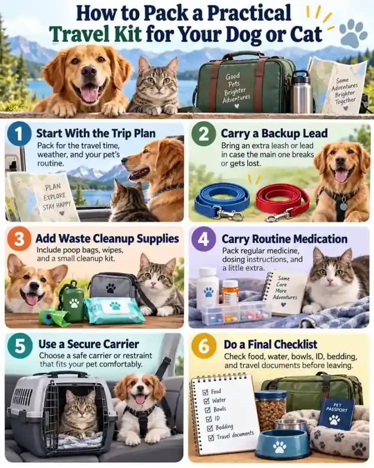 Pet care infographic for How to Pack a Practical Travel Kit for Your Dog or Cat