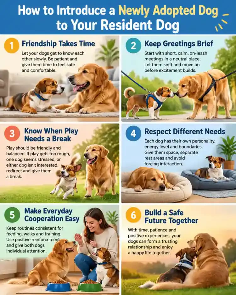 Pet care infographic for How to Introduce a Newly Adopted Dog to Your Resident Dog