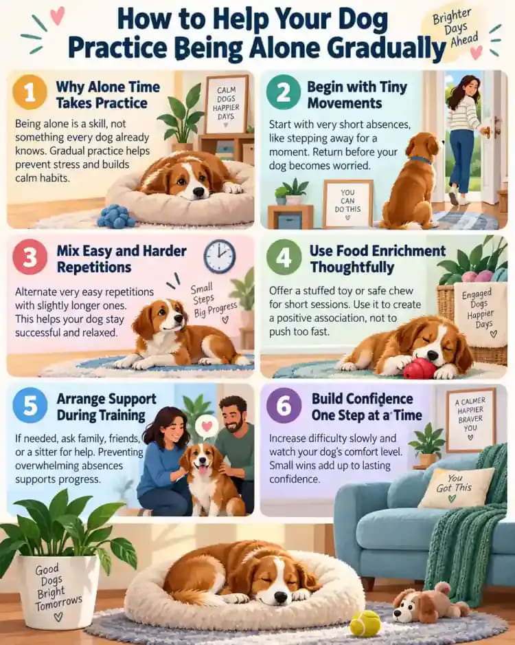 Pet care infographic for How to Help Your Dog Practice Being Alone Gradually