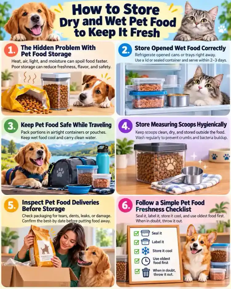 Pet care infographic for How to Store Dry and Wet Pet Food to Keep It Fresh