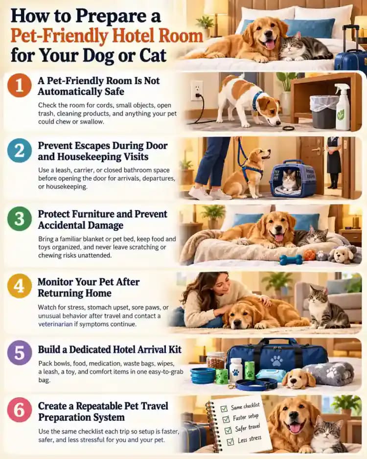 Pet care infographic for How to Prepare a Pet-Friendly Hotel Room for Your Dog or Cat