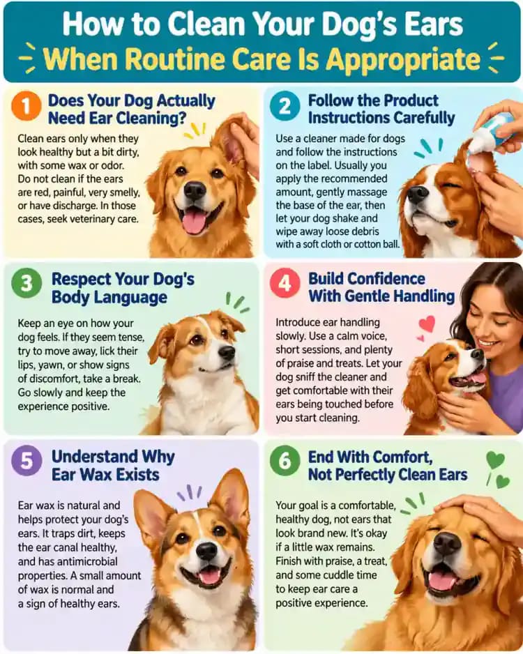 Pet care infographic for How to Clean Your Dog's Ears When Routine Care Is Appropriate