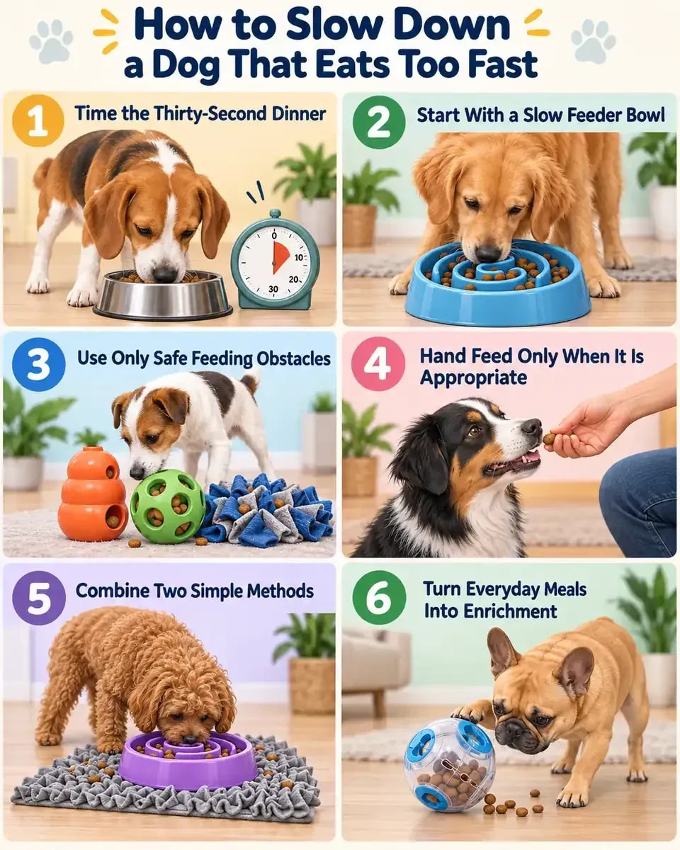Pet care infographic for How to Slow Down a Dog That Eats Too Fast